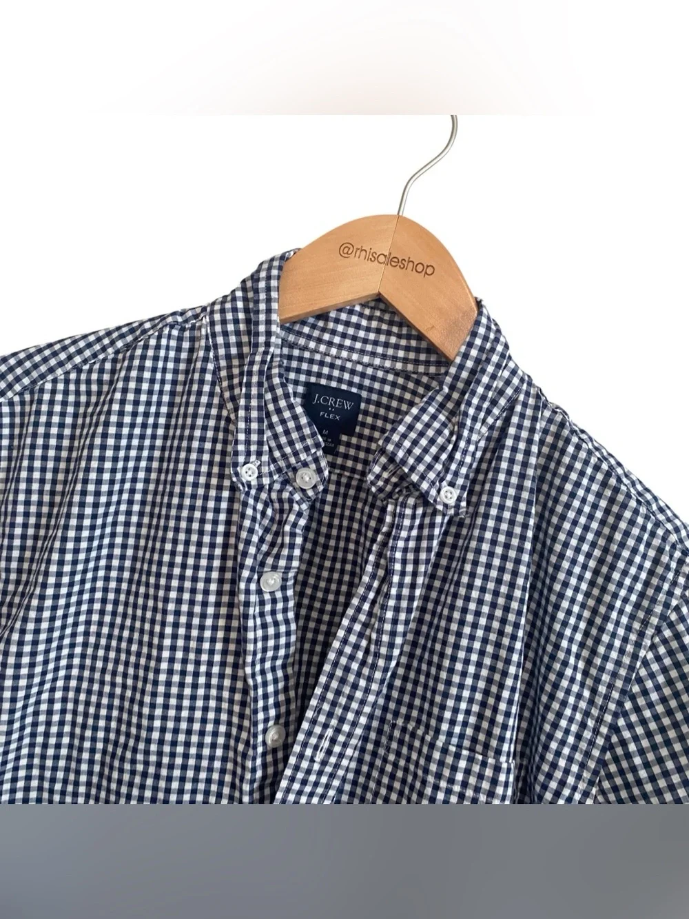 J.Crew Men's Flex Navy White Gingham Long Sleeve Button Down Shirt Size Medium